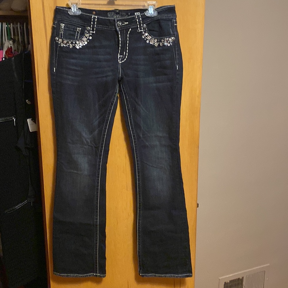 Miss Me Black Bootcut Bling Jeans